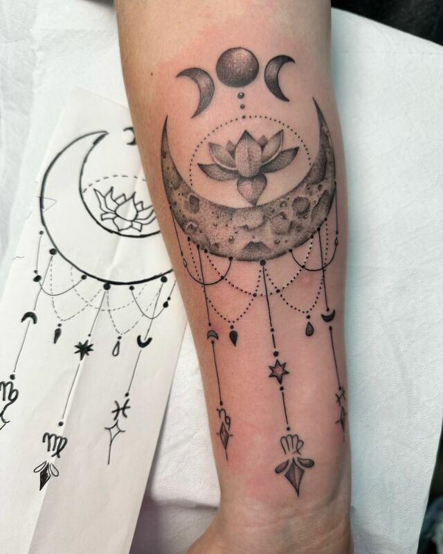Kundenskizze und die Umsetzung! Habt ein schönes Wochenende! #finelinetattoo #kathipotsdam #bodytemplepotsdam ♥️